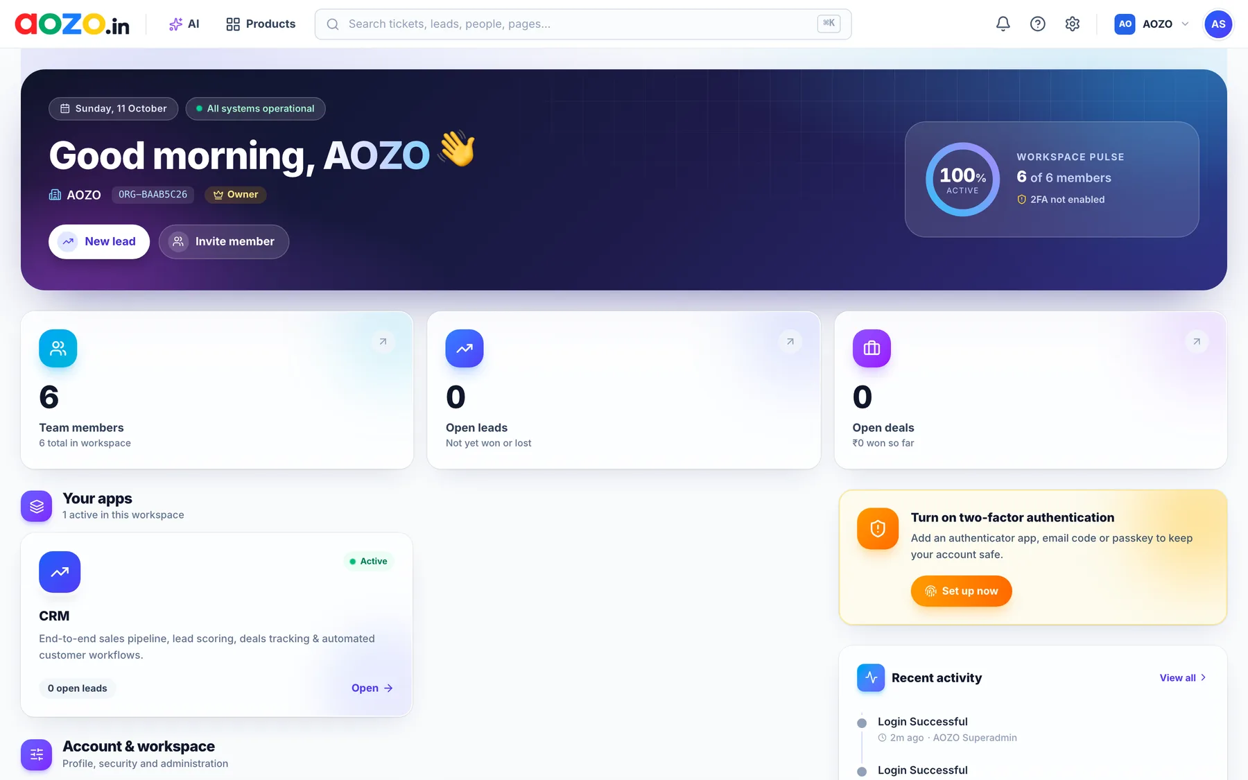 AOZO workspace home