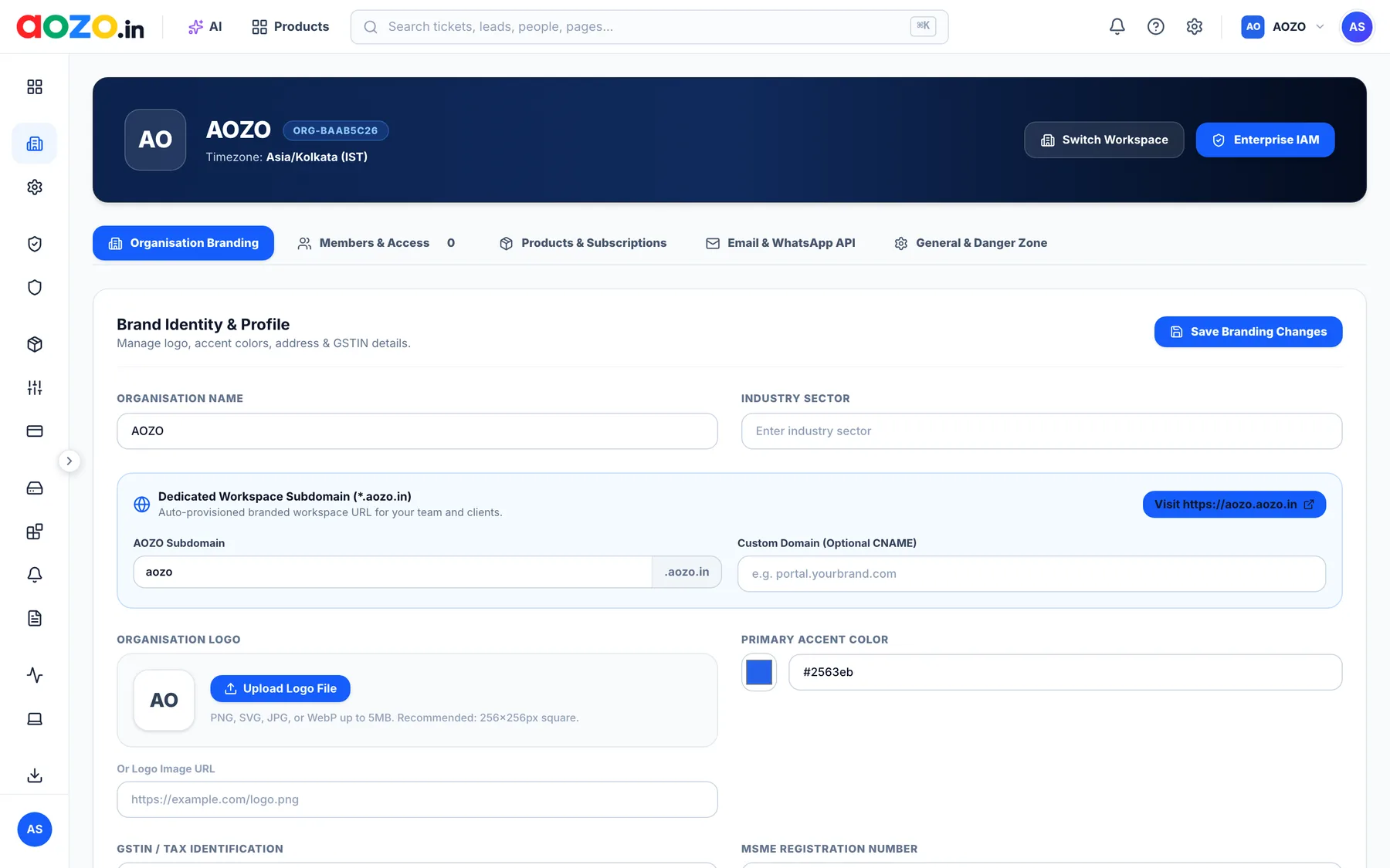 Company and organization settings